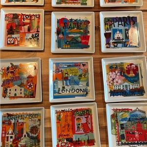 Crate and Barrel “Cities” cocktail party plates.